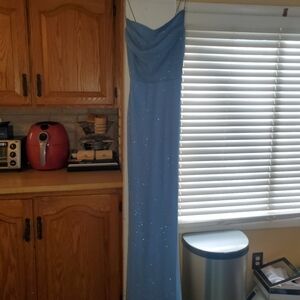 Windsor Light Blue Sparkle Draped Curtain Panel